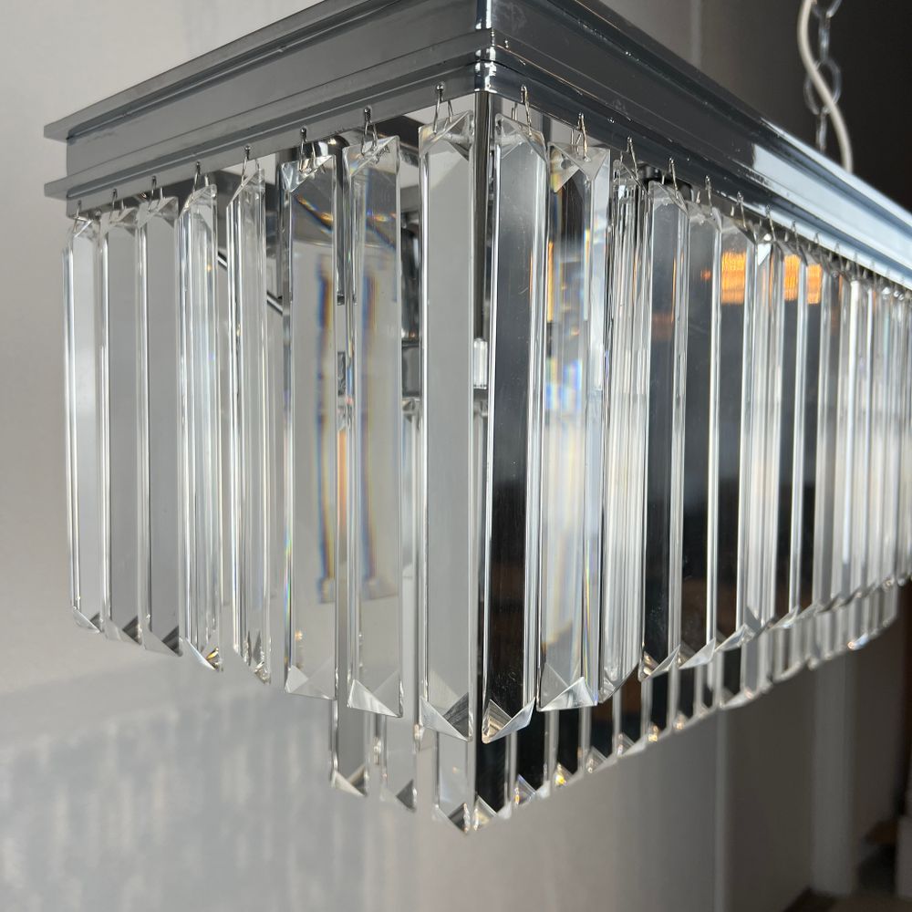 Подвесная Люстра Rh 1920S Odeon Clear Glass Fringe Chrome By Imperiumloft