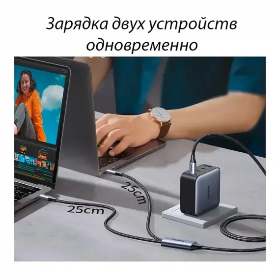 Ugreen US561 2-in-1 Charging USB-C - 2USB-C 1.5m