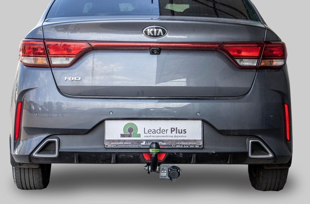 Фаркоп Лидер-плюс для Kia Rio IV рестайл (FB) седан 2020-2022, Solaris KRS 2024- без снятия и выреза бампера. Нагрузки: 1200/75 кг, (без электрики в комплекте) - K135-A