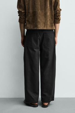 ZARA БРЮКИ RELAXED FIT, ЧЕРНЫЙ