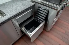 Тумба универсальная угловая правая с выдвижными полками, нержавеющая сталь, 90x122x61 см, Ontario, KuhniGrill