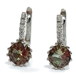 Ювелирные серьги из серебра,вставка султанит