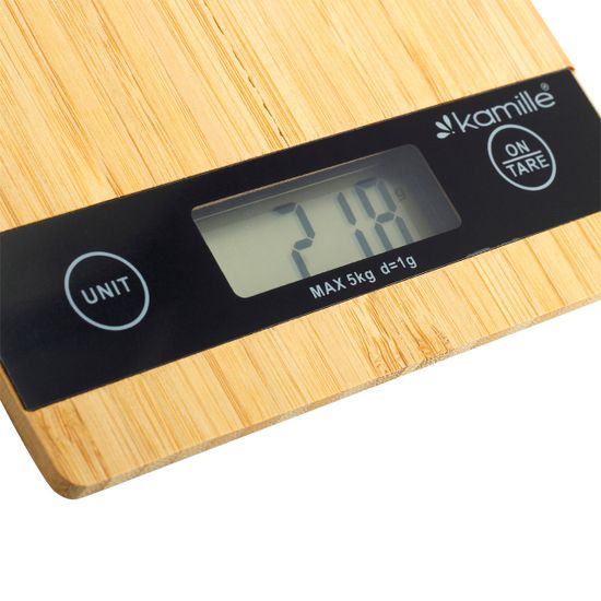 Весы электронные кухонные Kamille KM-7106 (20х14,5 см) платформа из бамбука