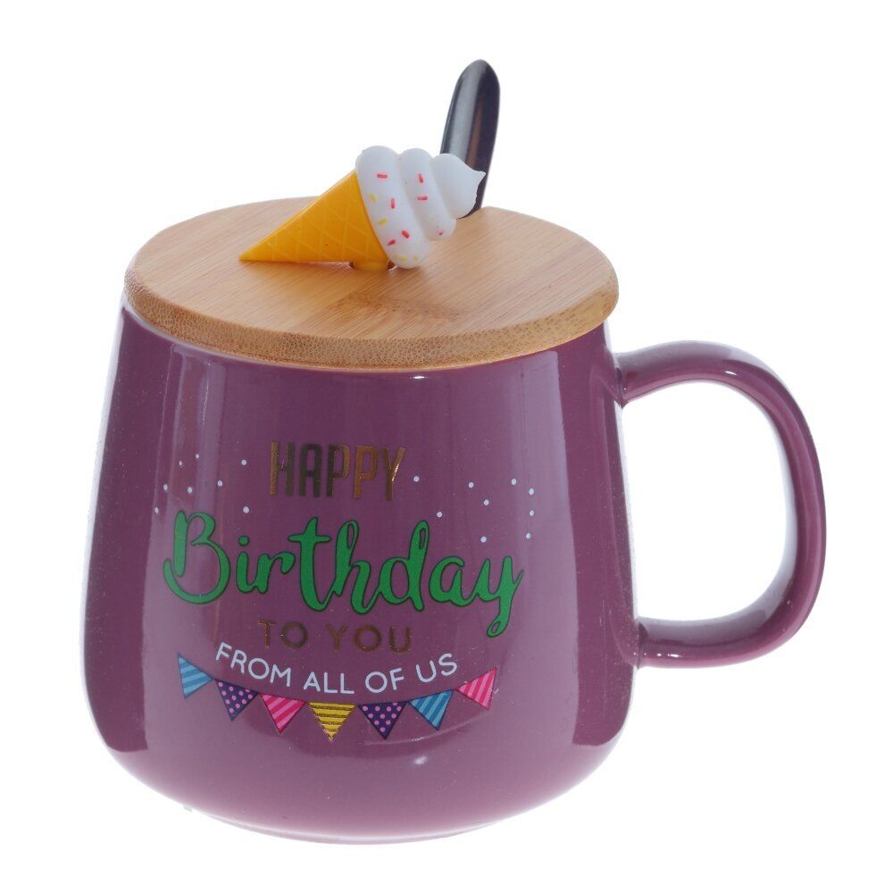 GAEM Кружка с крышкой и ложкой, 450 мл, L13 W10 H9 см, 4в.