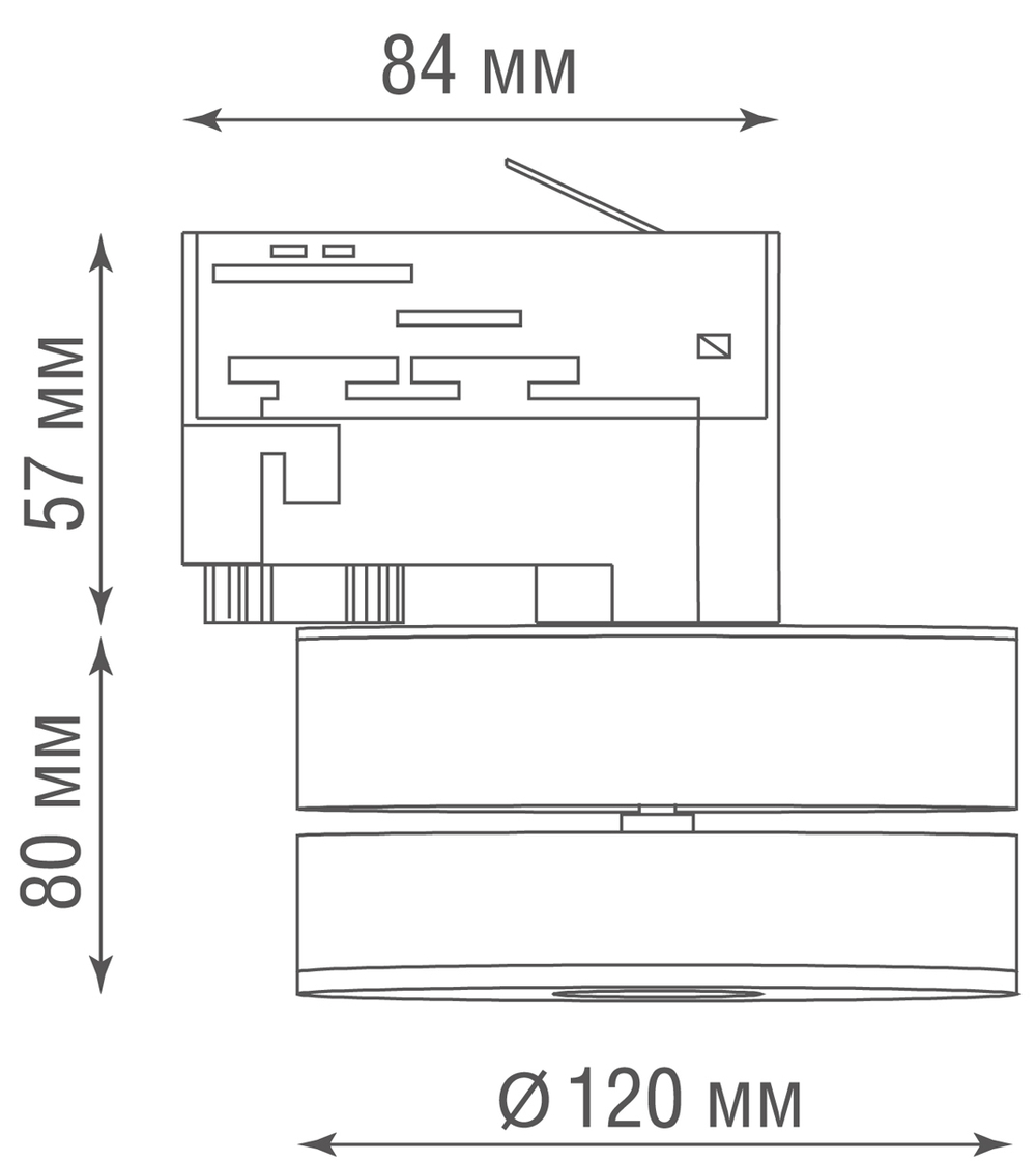 Светодиодный светильник для трехфазной шины, 25Вт