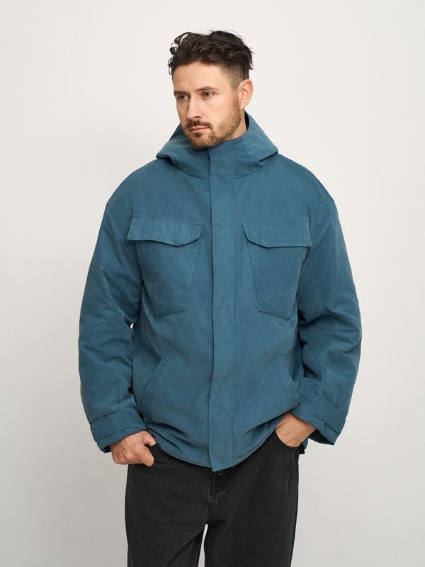 Куртка с диагональными карманами аквамариновая - фото 2