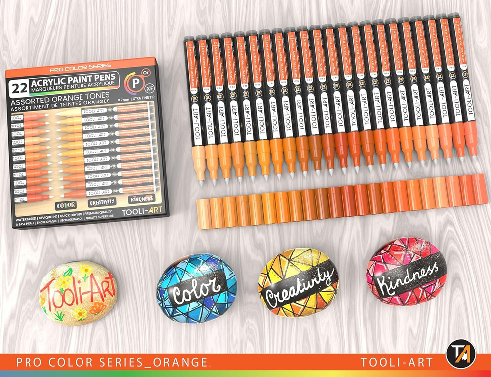 TOOLI-ART акриловые маркеры фломастеры, 0,7 мм , 22 шт. Orange