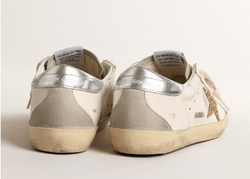 Кеды Women's Super-Star with gold glitter star and ice-gray suede inserts