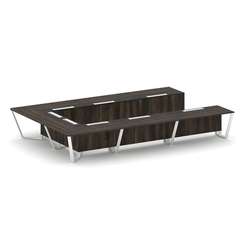 Steel Meet Стол переговорный П-образный KMK-PR.B.SP-15P Дуб Мали/Графит Глянец/Металл Белый 4800*320