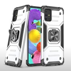 Противоударный чехол Strong Armour Case с кольцом для Samsung Galaxy A51 (Серебро)