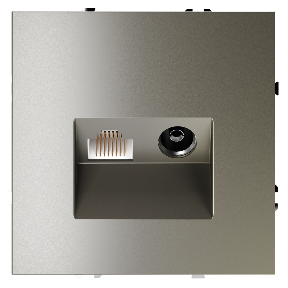 Розетка телевизионная встраиваемая VOLTUM S70 TV+RJ45 кат. 6, (шелк)