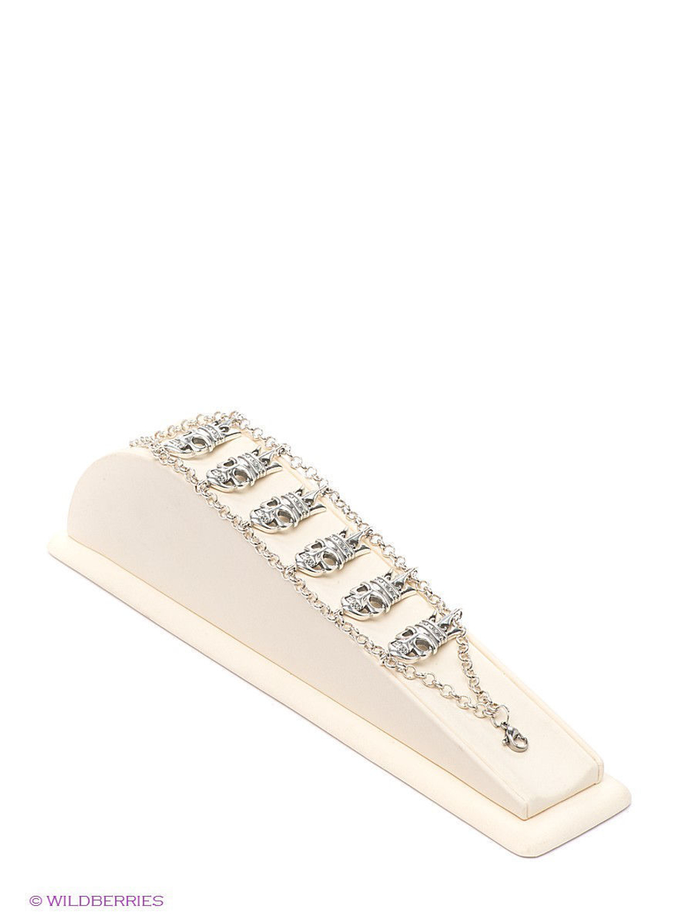 "Митчелл" браслет в серебряном покрытии из коллекции "Crystal Skull" от Jenavi с замком карабин