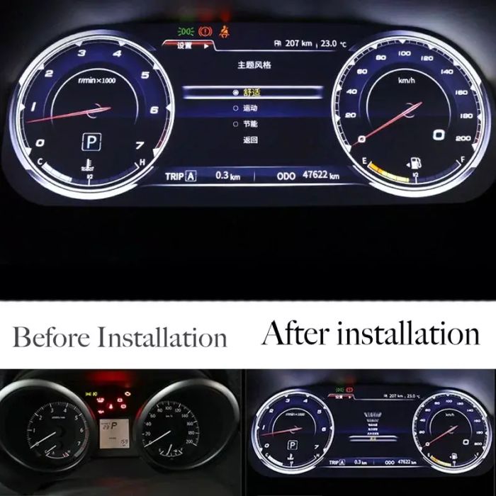 Электронная панель приборов Toyoya Land Cruiser 200 2015-2021 - Kuberg NH-LCD-T02 с сенсорным LCD / ЖК 12.3" экраном QLED