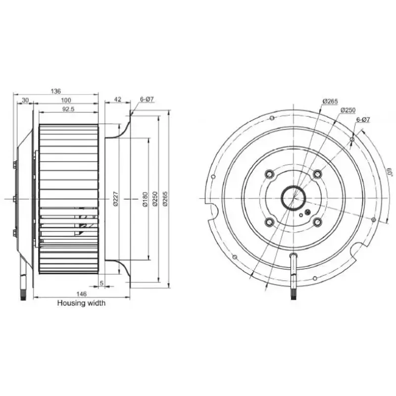 Мотор-колесо RE225F-4E-AC0 для прямоугольного вентилятора