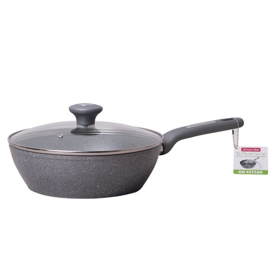 Сотейник 28 см. из алюминия с крышкой Kamille KM-4277GR с мраморным покрытием