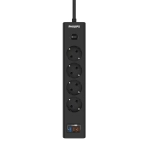 Сетевой фильтр удлинитель Philips CHP8246BA/51 с четырьмя стандартными розетками EU, 2 USB-A, Type-C, с заземлением и защитой от перегрузок, 2 м, черный