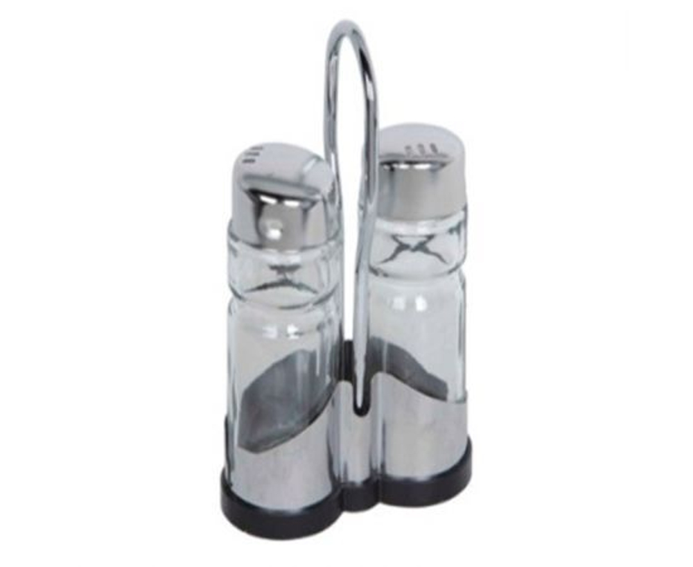 Набор из 3 предметов SPEZIA: солонка 40мл и перечница 40 мл на подставке (нерж.сталь, стекло) (009367)