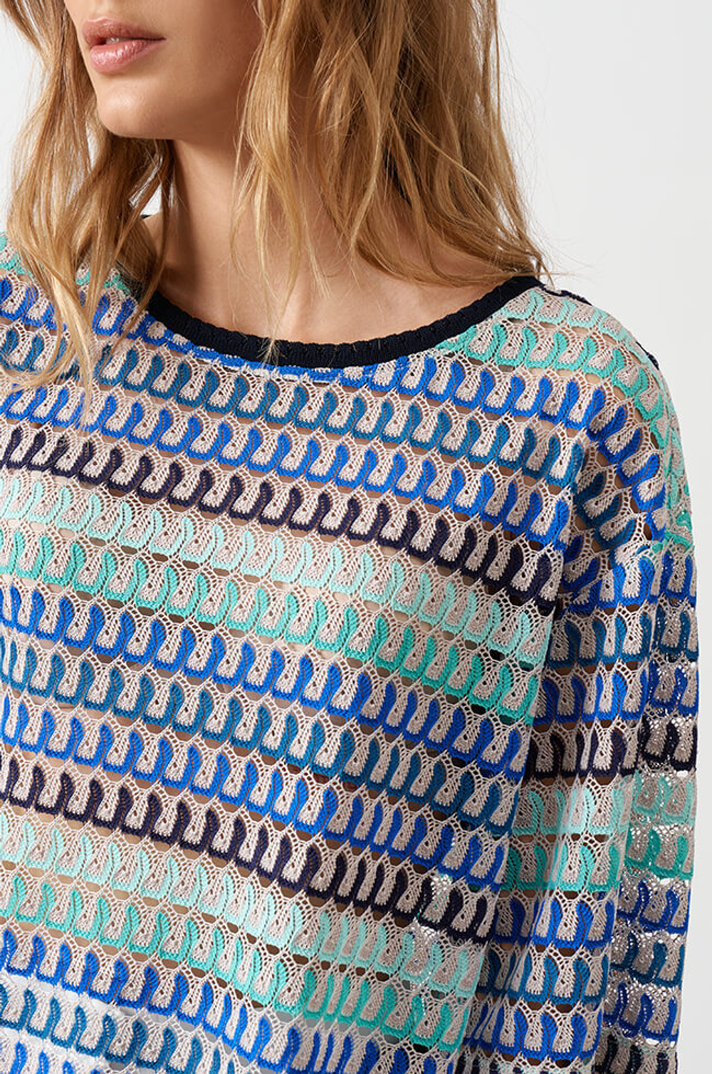 23022 Джемпер женский (бирюзовый мультиколор)