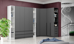 Шкаф Мадрид (1,6) с 6 ящ. внутри  без зеркала графит серый