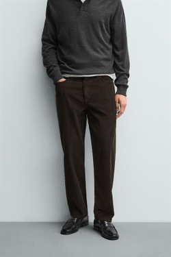 ZARA ВЕЛЬВЕТОВЫЕ БРЮКИ REGULAR FITНЕВЫЙ, КОРИЧНЕВЫЙ