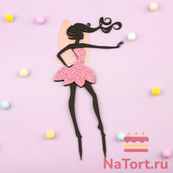 Топпер пластиковый с блестками «Фея стоя на ветру» (черный, цвет в ассортименте)