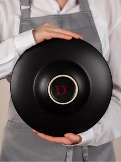 Набор посуды 4 тарелки для пасты шляпа чёрные 28 см