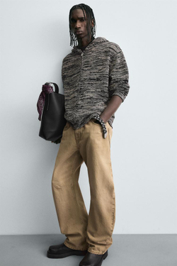 ZARA ВЯЗАНЫЙ КАРДИГАН С КАПЮШОНОМ, ЧЕРНЫЙ