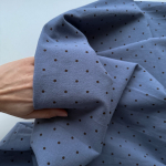 Фланель Чёрный горошек на сизом фоне