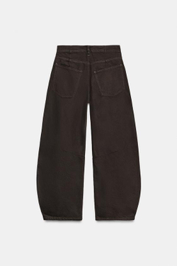 ZARA ДЖИНСЫ BALLOON СО СРЕДНЕЙ ПОСАДКОЙ — ZW COLLECTION, КОРИЧНЕВЫЙ