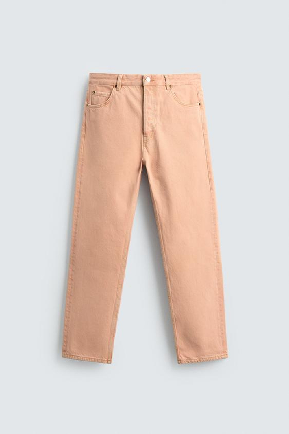 ZARA ДЖИНСЫ STRAIGHT FIT С ЭФФЕКТОМ ПОТЕРТОСТИ, ОРАНЖЕВЫЙ
