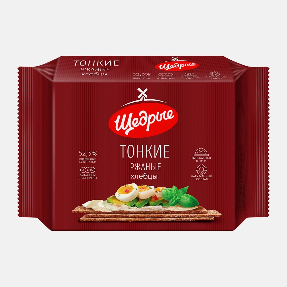 Хлебцы ржаные тонкие Щедрые 170г