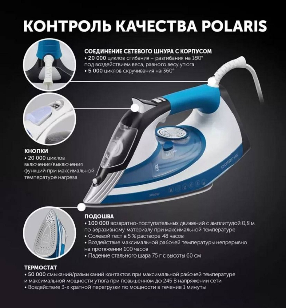 Утюг POLARIS PIR 3033 SG AK белый/синий