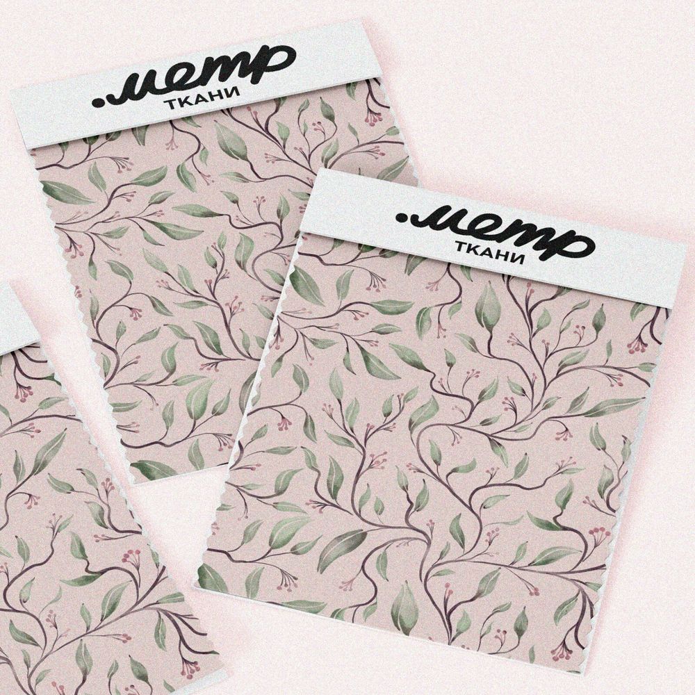 Ткань ниагара весенние листья узорные