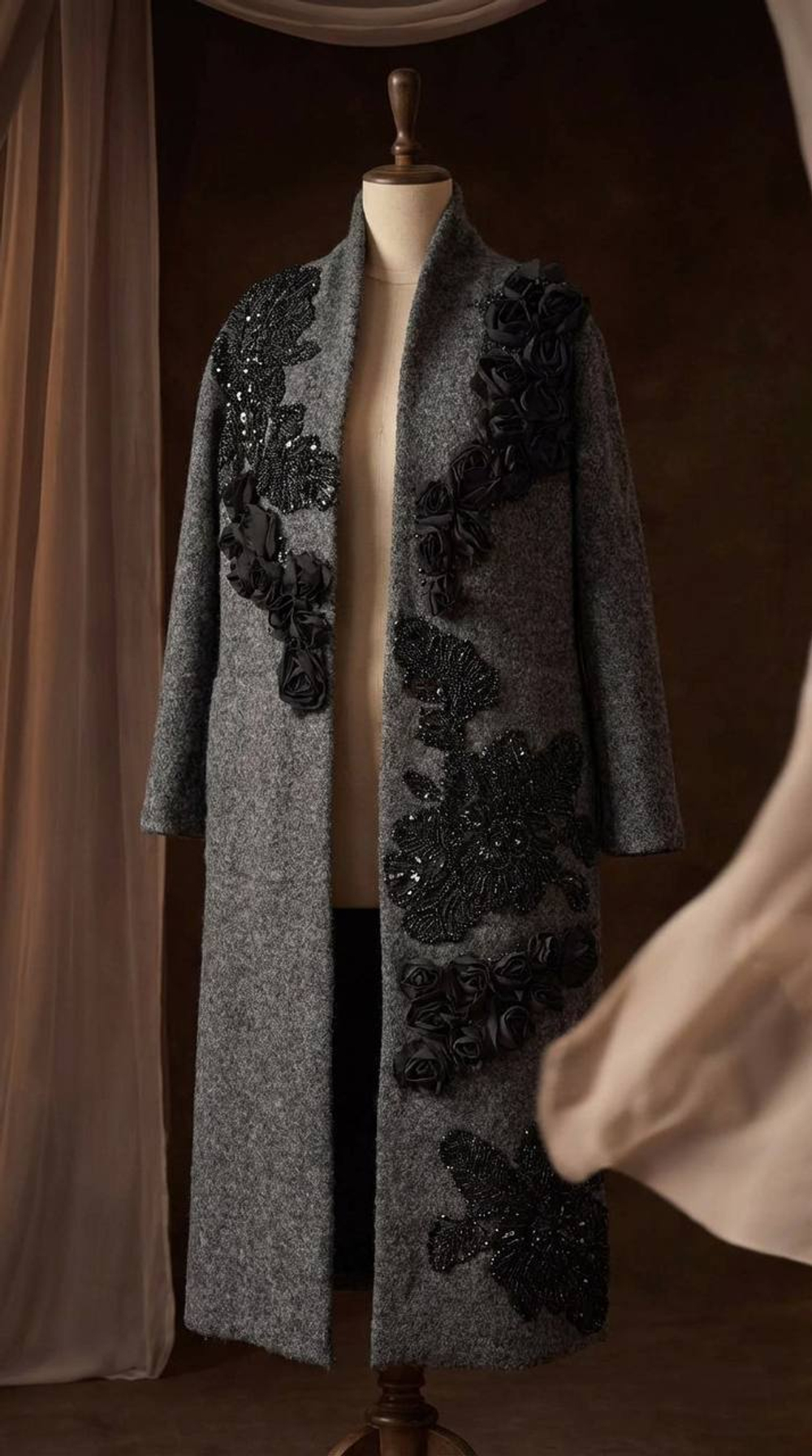 Пальто-кардиган "Ночная роза"