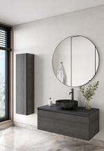 Тумба с раковиной и столешницей Armadi Art QUATRO 1 100 OAK ANTHRACITE/профиль ANTHRACITE