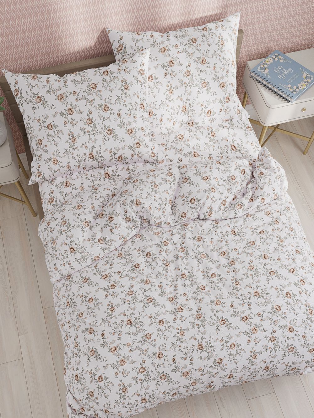 Простынь на резинке перкаль Сказка "Розы" 120x200 см