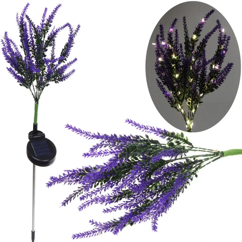 Светильник на солн.батарее (фигура на спице с подсветкой) «Лаванда» 73см, Синий (свечение тепл.белый)
