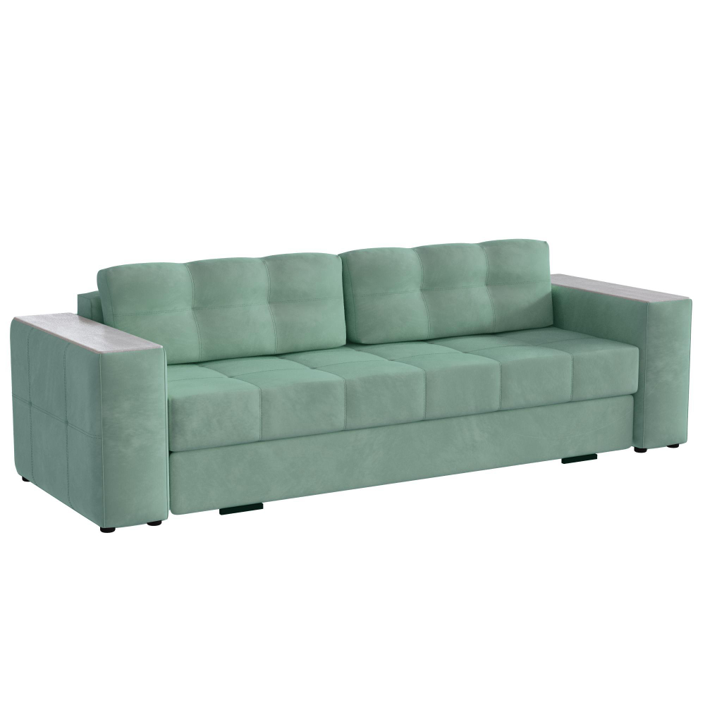 Диван раскладной Виконт, мятный/мдф холст белый