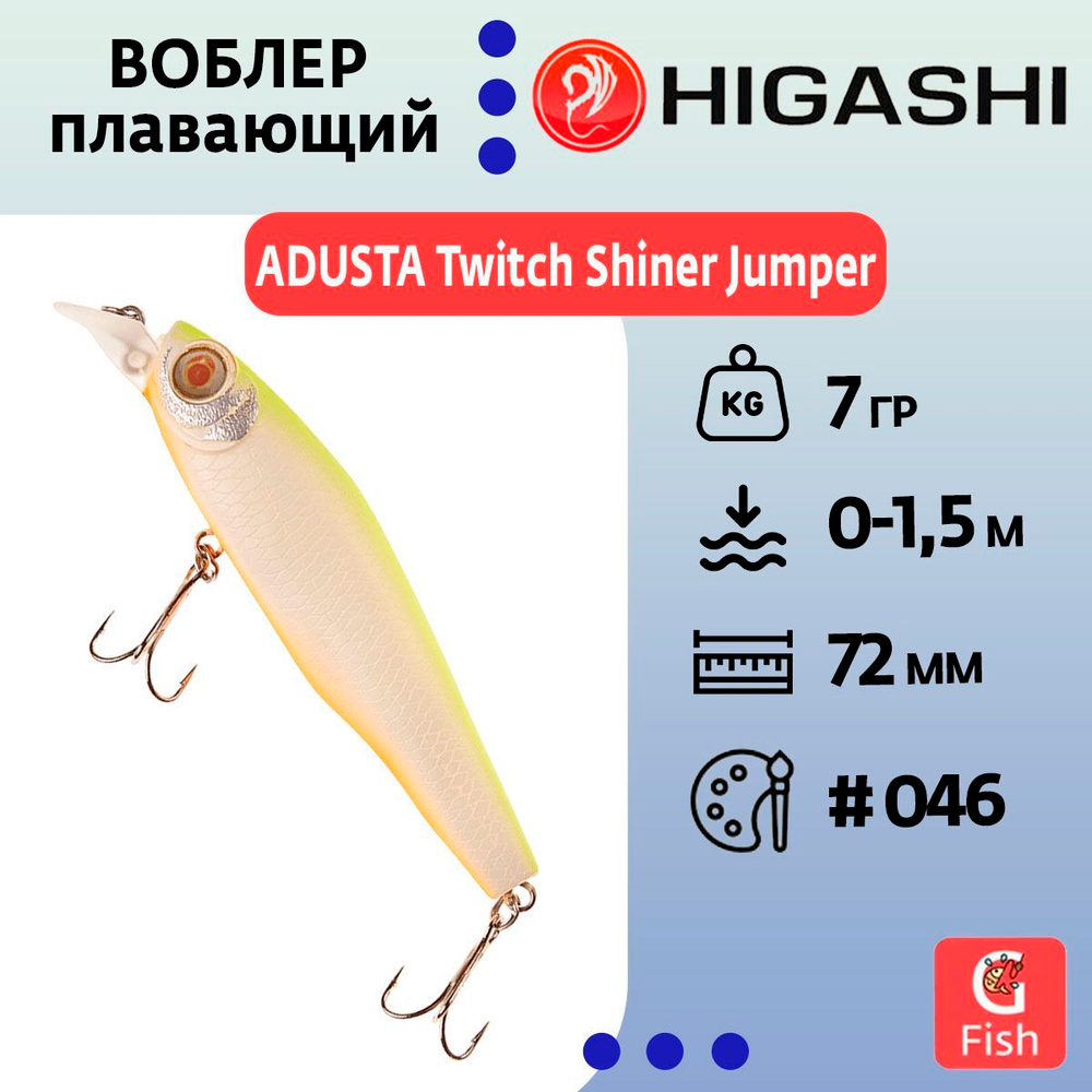 Воблер ADUSTA Twitch Shiner Jumper 72F 7гр #046 Yellow Chart