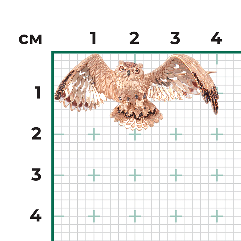 Брошь «Сова» из красного золота c эмалью Артикул: 04-0181-00-000-1110-59