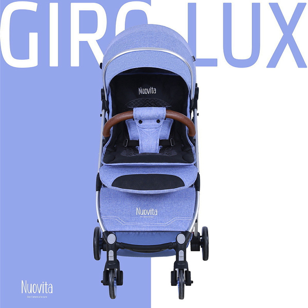 Детская прогулочная коляска Nuovita Giro Lux Denim, Argento / Джинсовый, Серебряный