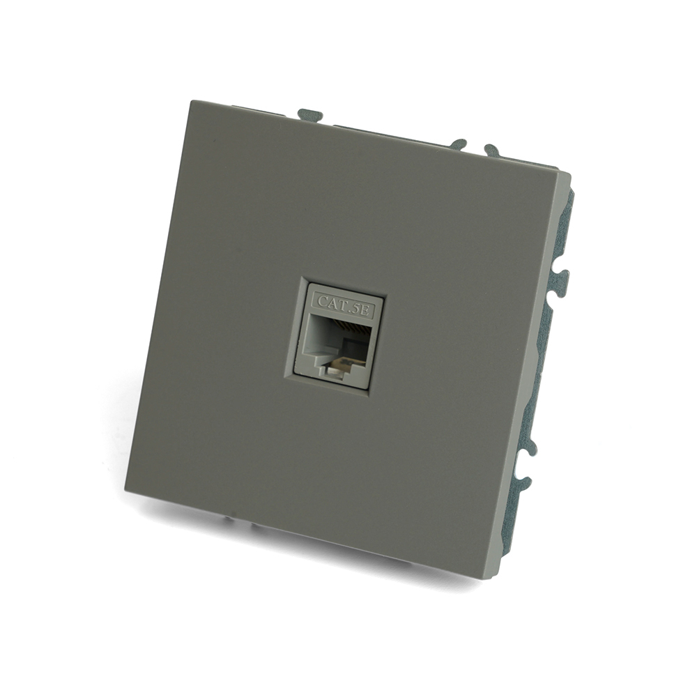 Розетка компьютерная 1-местная RJ-45 (механизм), STEKKER, серия Эмили, RST00-5117-10, платиново-серый, soft touch 49951