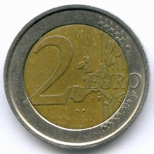 2 евро 2004 год. Италия. 50 лет Всемирной Продовольственной программы. Биметалл VF