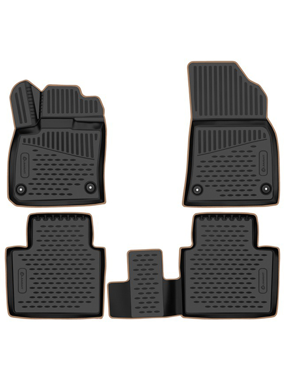 Коврики в салон для GEELY Monjaro (I) 2022-, Внедорожник 5 дв., 4шт. (бежевый кант, полиуретан) KANT.ELEM3DA67450210K.BG