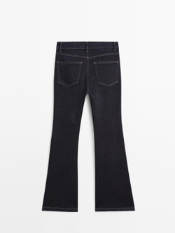 Massimo Dutti Узкие джинсы-клеш с высокой талией, темно-синий