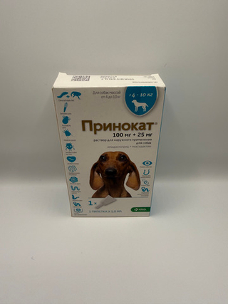 Принокат капли для собак весом 4-10 кг,пипетка 1,0 мл