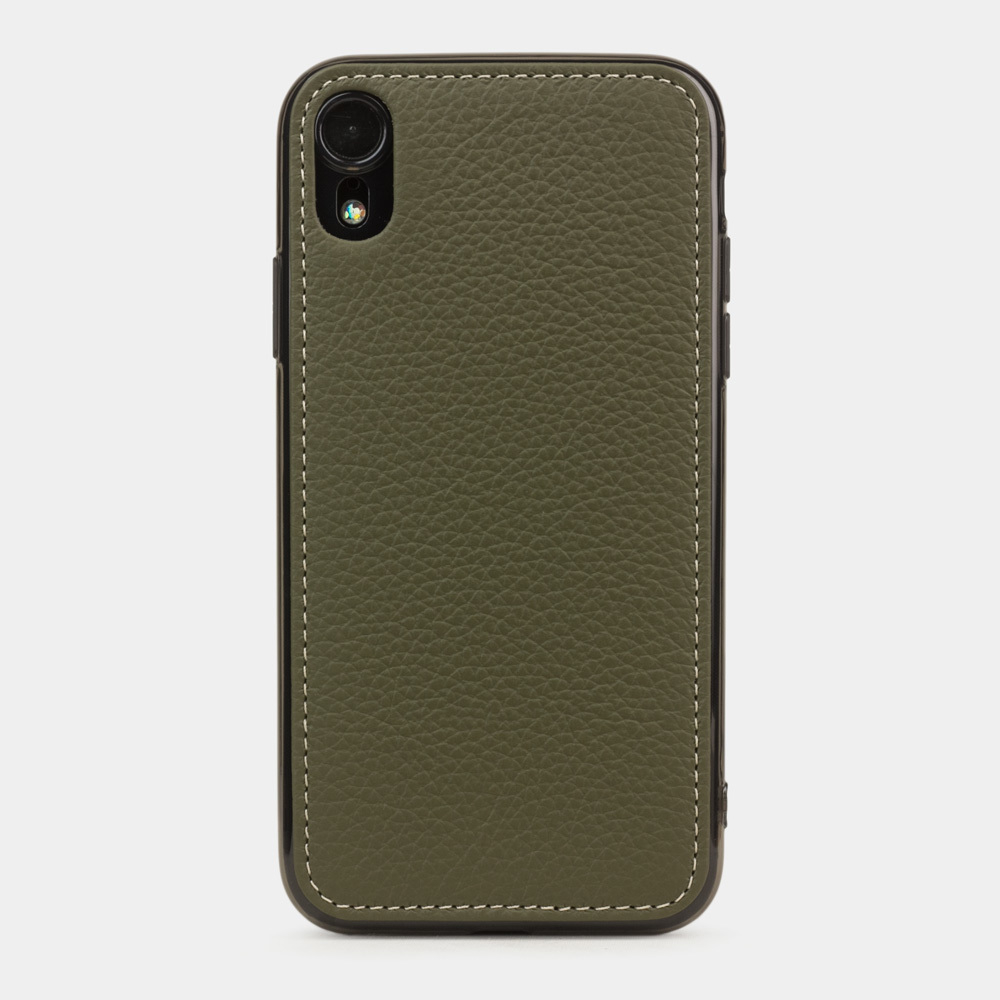 Чехол-накладка кожаная для iPhone XR зеленого цвета