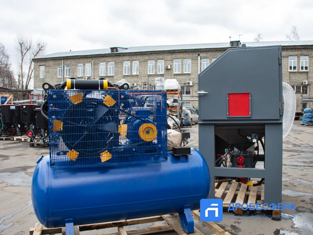 Доступное решение в комплекте: пескоструйная камера + компрессор
