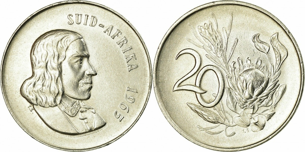 ЮАР 20 центов, 1965-1969 SUID-AFRIKA XF