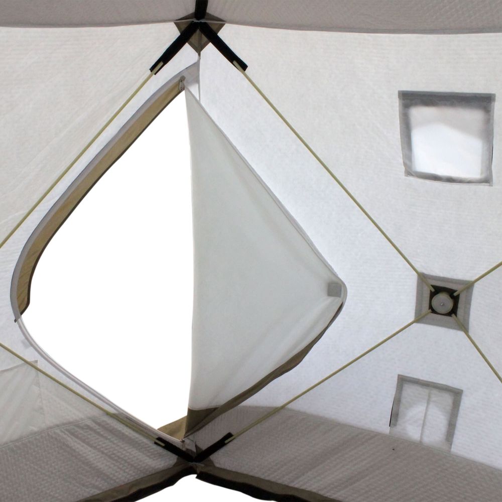 Палатка зимняя СЛЕДОПЫТ Premium 5 стен, 2,8х2,9м, h-2,05м, S по полу 5,6 кв.м, 3 слоя, цв. бел/олива